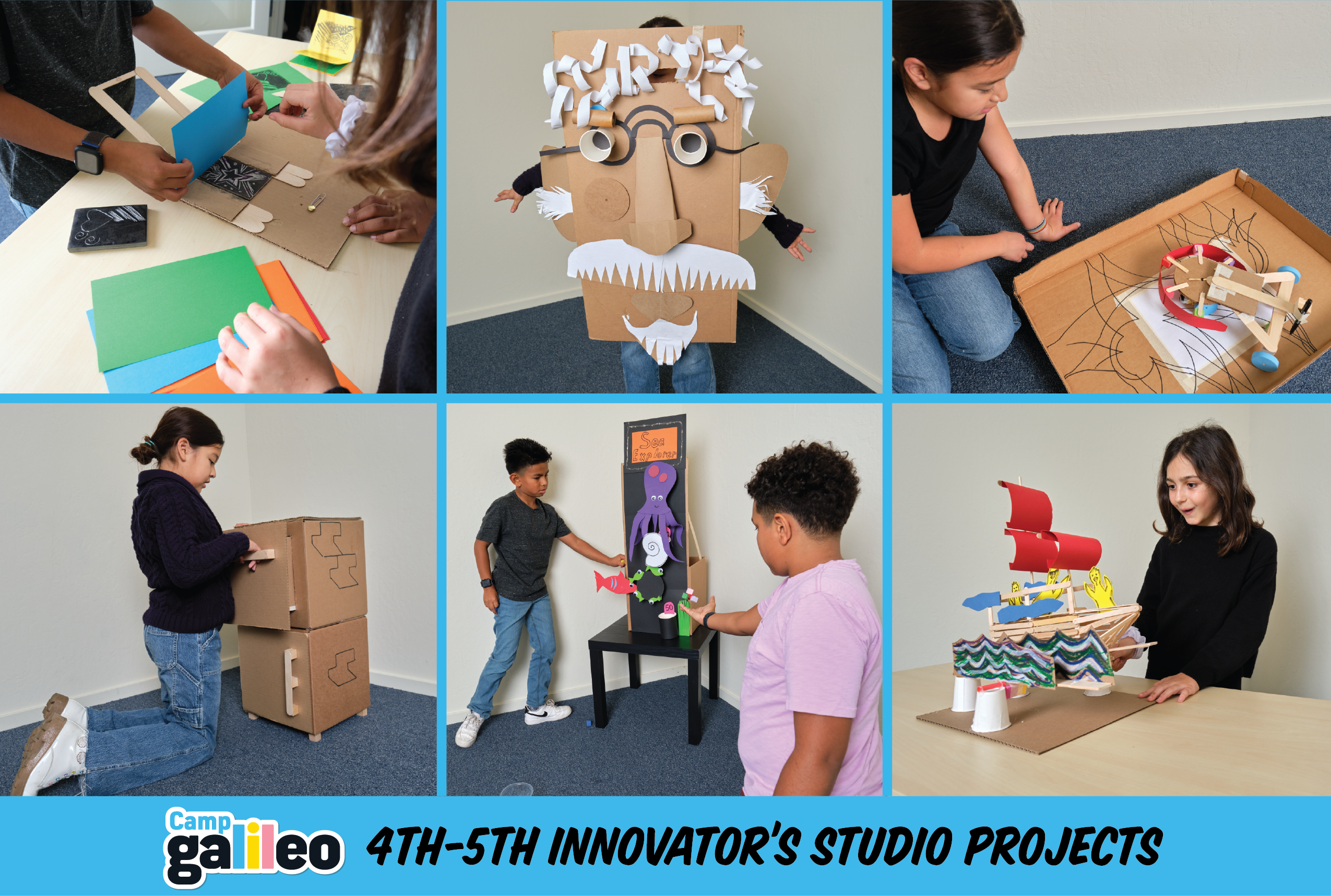 Collage of children and teens working on various craft projects